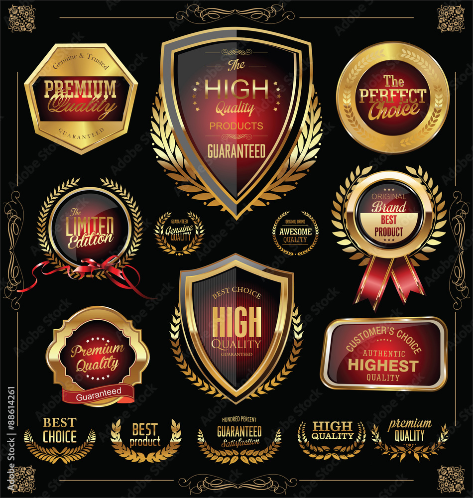 Obraz premium Quality golden badges and labels collection