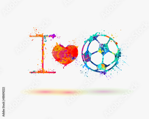 vector  fan slogan: i love football (Soccer Ball)