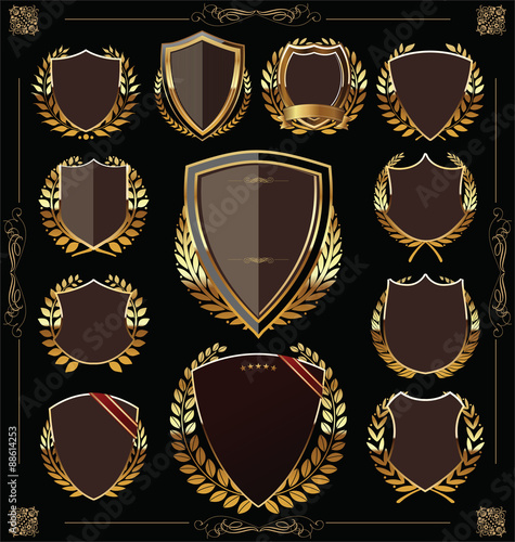 Golden shield and laurel wreath collection