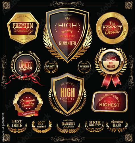 Quality golden badges and labels collection