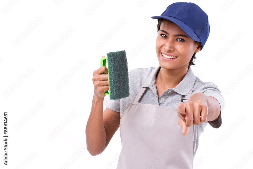 professional cleaning service staff pointing at you professional cleaning service staff pointing at you