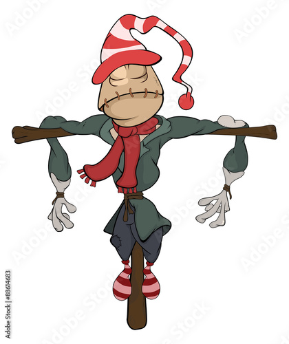 illustration of a funny scarecrow. Cartoon 