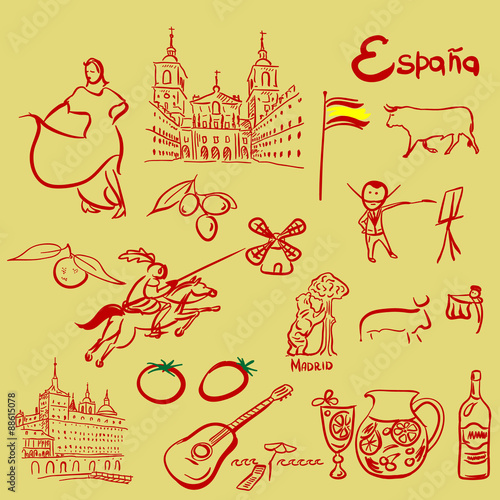 Spain symbols vector set. EPS 10 vector illustration
