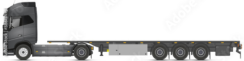 Camion + remorque a container