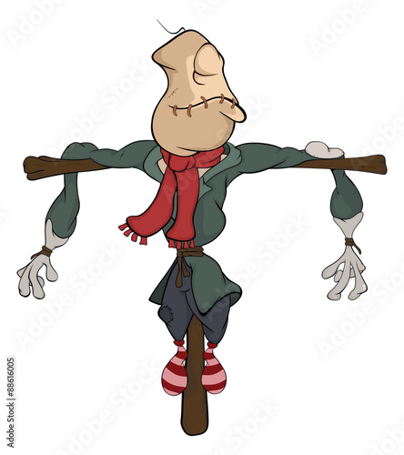  illustration of a funny scarecrow. Cartoon