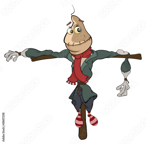 illustration of a funny scarecrow. Cartoon