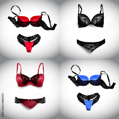 Set of the female sexy lingerie. Vector illustration