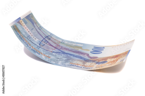 Swiss Franc note, isolated photo