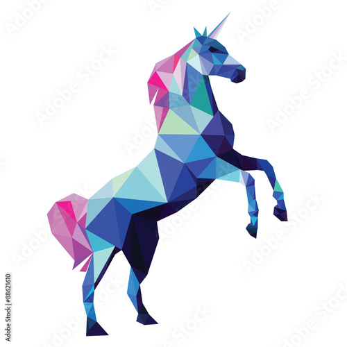 Unicorn low poly design vector illustration isolated on white background