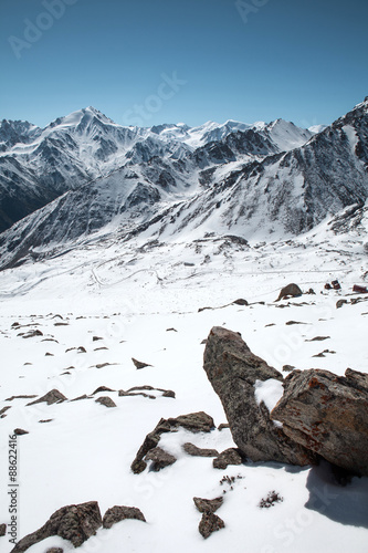 Trans-Ili Alatau mountains. Top view from Big Almaty peak.