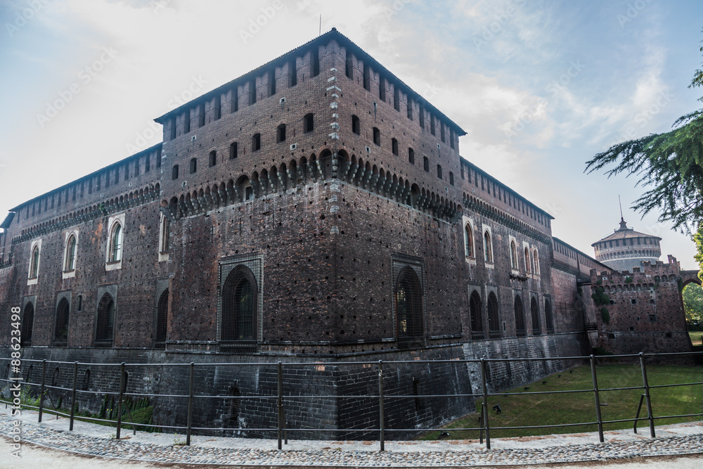 beautiful Sforzesco Castle in the center of Milan