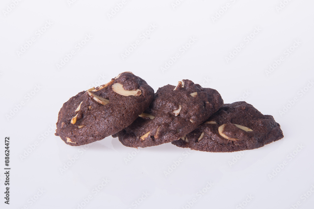Almonds chocolate chips cookies on background Almonds chocolate chips cookies on background
