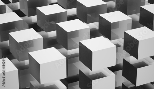 Abstract cubes background rendered on white background