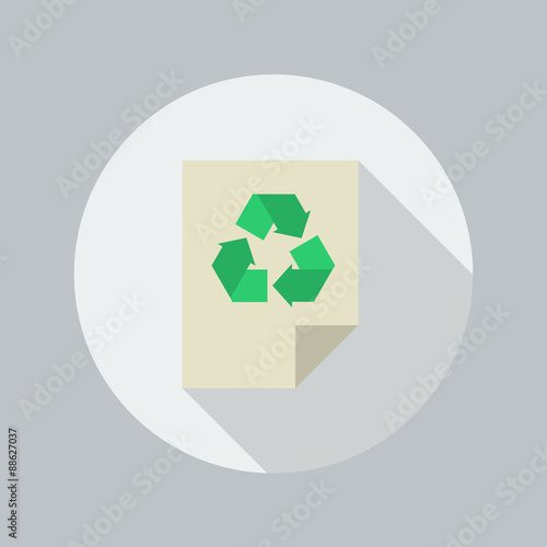 Eco Flat Icon. Recycle document