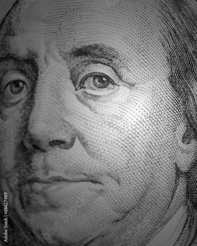 Benjamin Franklin portrait from a $100 bill