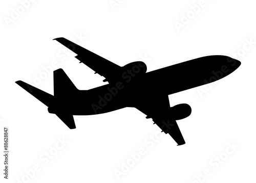 Print op canvas plane silhouette on a white background, vector illustration