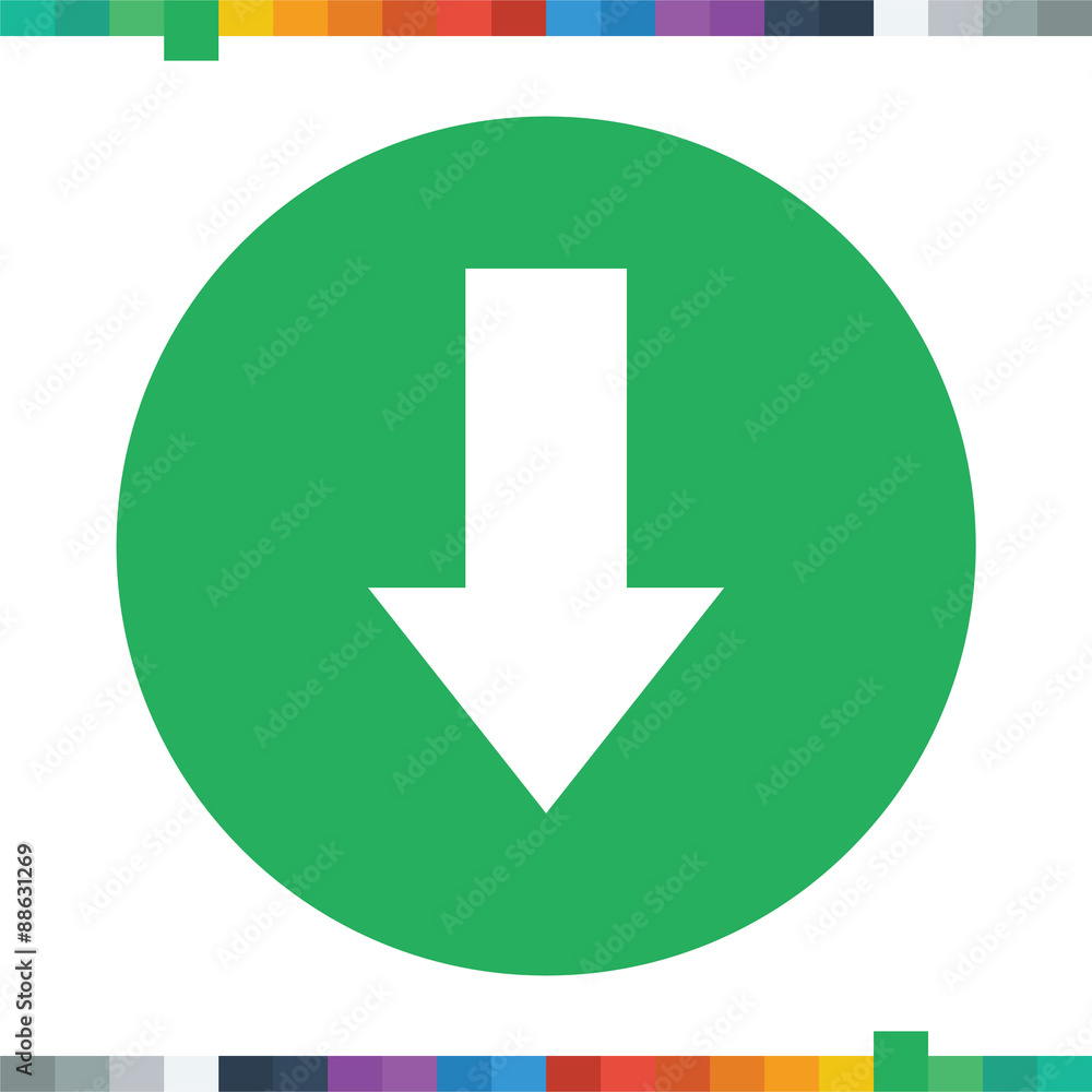 Flat arrow down icon in a circle. Flat arrow down icon in a circle.