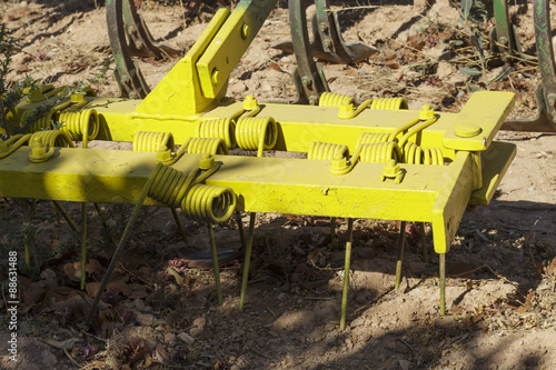 Принти на полотні Detail view of grilles of a plow mounted behind the ploughshares