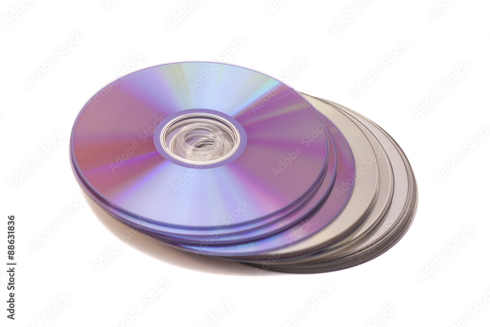 Stack of cd roms. CD & DVD disk on white background Stack of cd roms. CD & DVD disk on white background