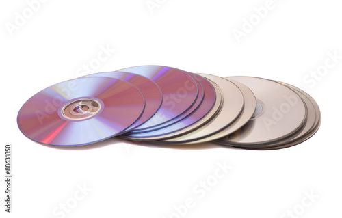 Stack of cd roms. CD & DVD disk on white background photo