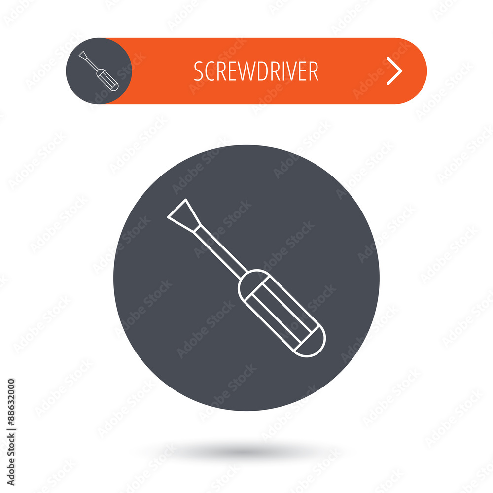 Screwdriver icon. Repair or fix tool sign. Screwdriver icon. Repair or fix tool sign.