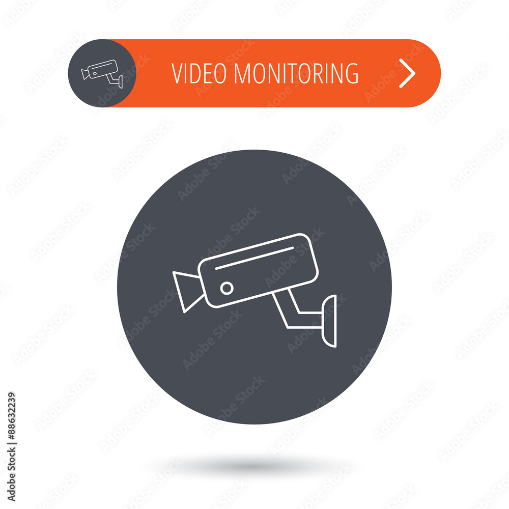 Video monitoring icon. Camera cctv sign. Video monitoring icon. Camera cctv sign.