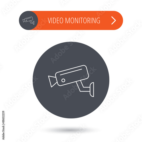Video monitoring icon. Camera cctv sign.