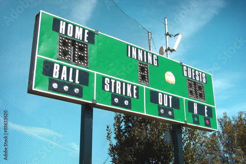 Photography baseball scoreboard