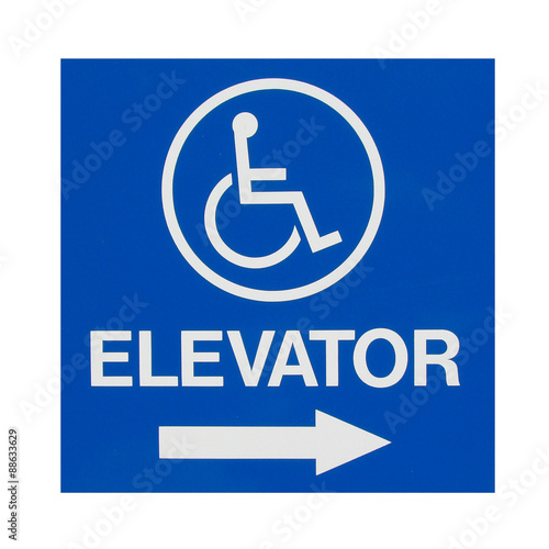 isolated handicap elevator sign