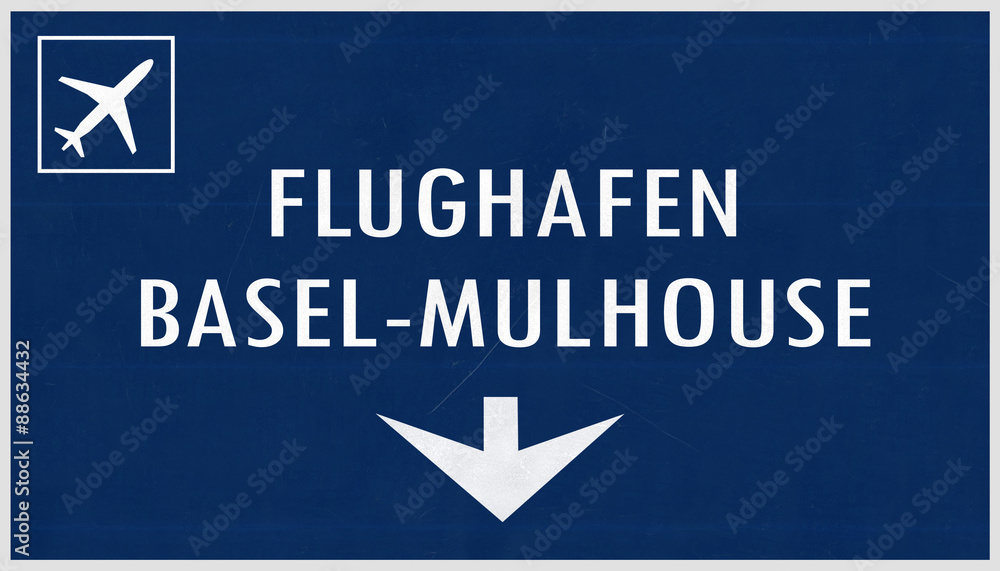 France Germany Switzerland Euro Airport Highway Sign France Germany Switzerland Euro Airport Highway Sign