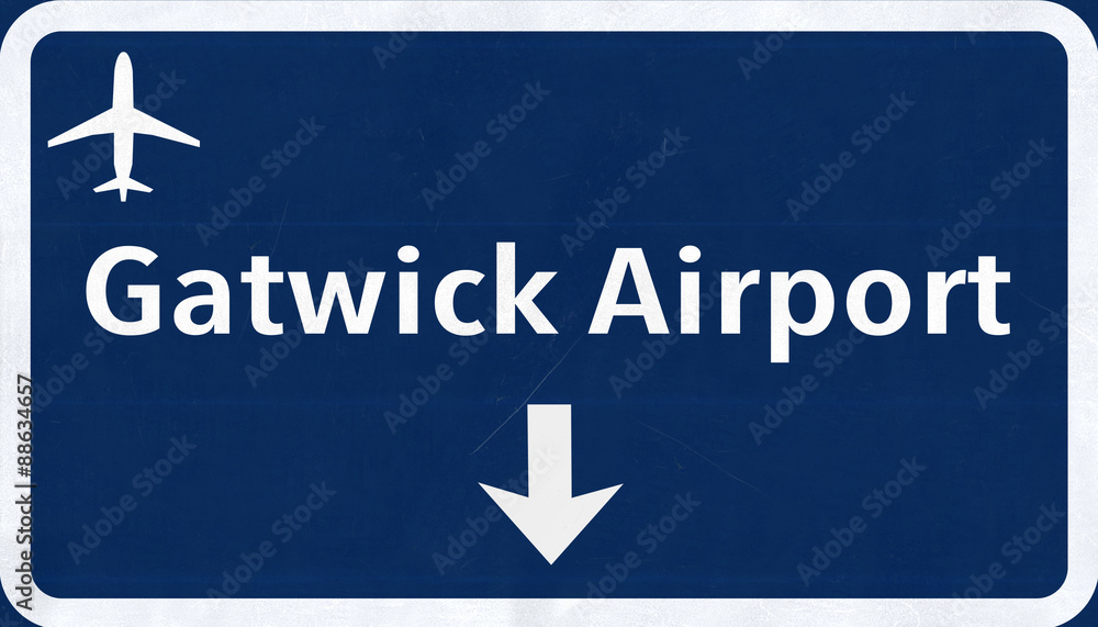 London Gatwick England United Kingdom Airport Highway Sign London Gatwick England United Kingdom Airport Highway Sign