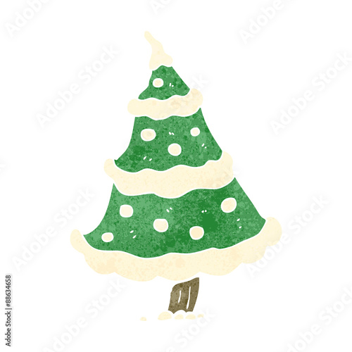 Wallpaper Mural retro cartoon snowy christmas tree Torontodigital.ca