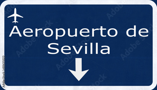 Sevilla Spain Airport Highway Sign