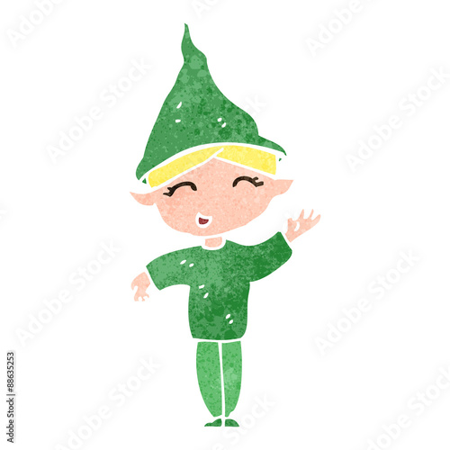 retro cartoon christmas elf