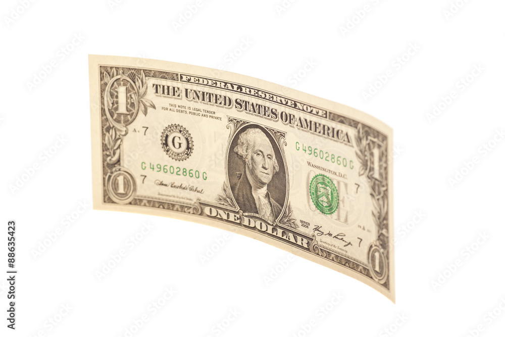One dollar banknote isolated on white One dollar banknote isolated on white