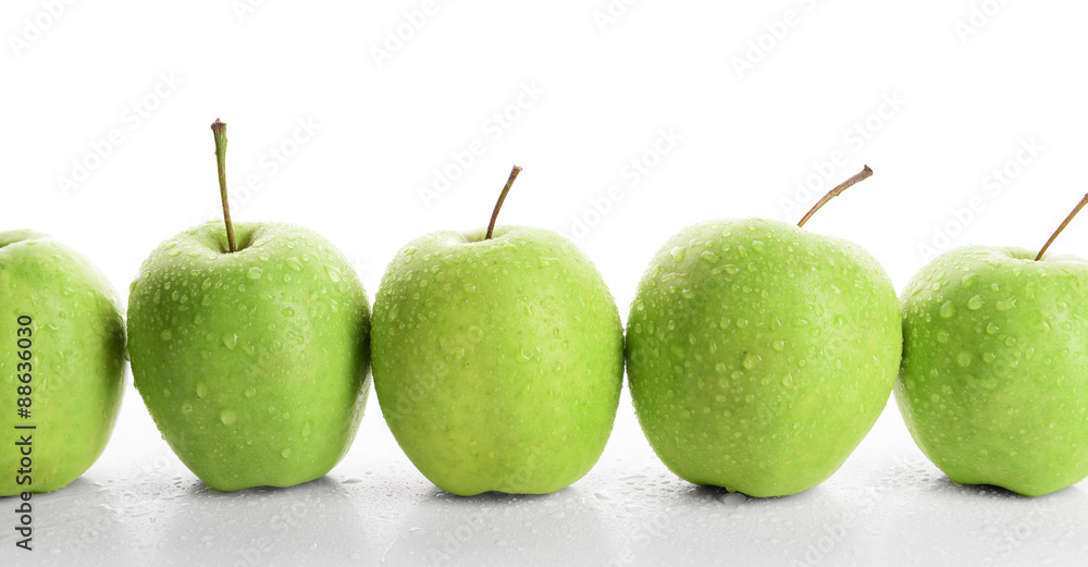 Ripe green apples isolated on white Ripe green apples isolated on white