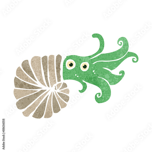 retro cartoon nautilus squid