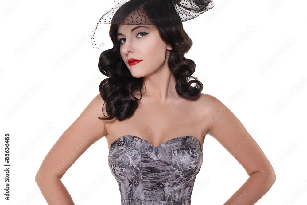 retro black and white portrait of brunette woman with vintage hairstyle isolated on white background.copy space.
retro black and white portrait of brunette woman with vintage hairstyle isolated on white background.copy space.