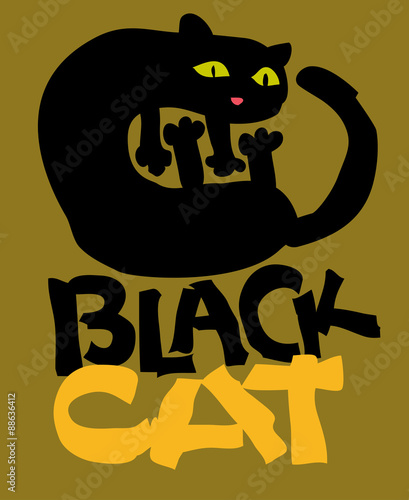 The Black Cat. Vector design for logo, bag, t-shirt, illustration etc.