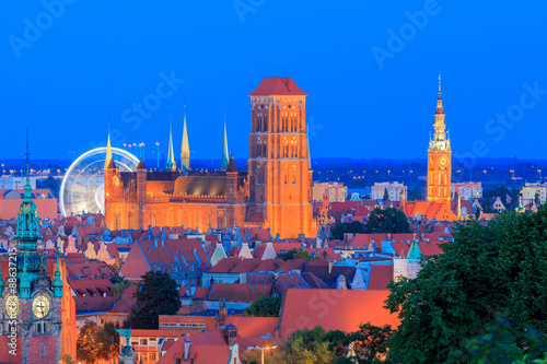 Gdansk. St. Mary's Church at night. photo