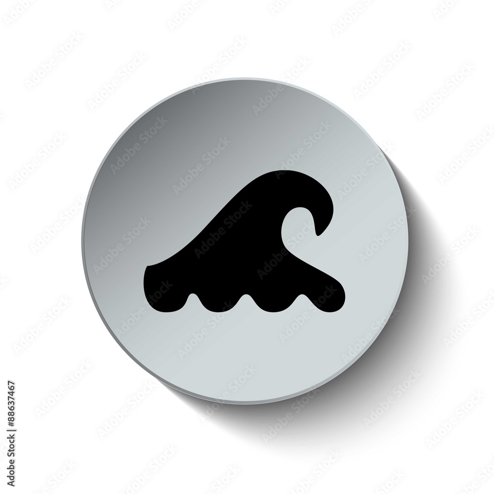 Wave icon. Water wave icon. Sea icon. Weather icon. Button. Vect Wave icon. Water wave icon. Sea icon. Weather icon. Button. Vect