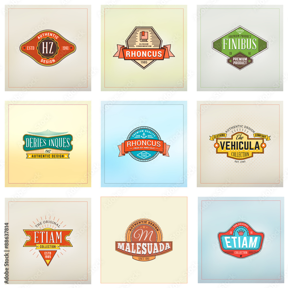 Set of Hipster Retro Badges, Labels, Logotypes. Vector Design Templates