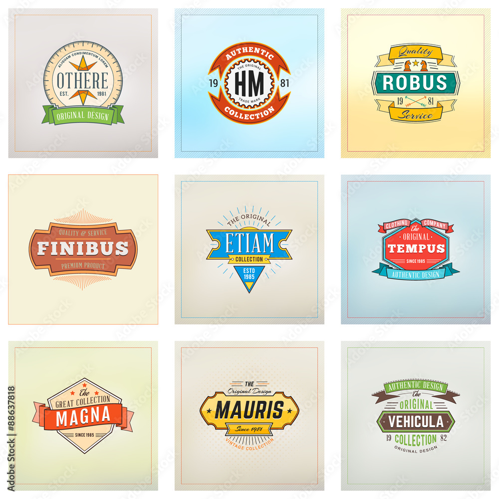 Obraz premium Set of Hipster Retro Badges, Labels, Logotypes. Vector Design Templates