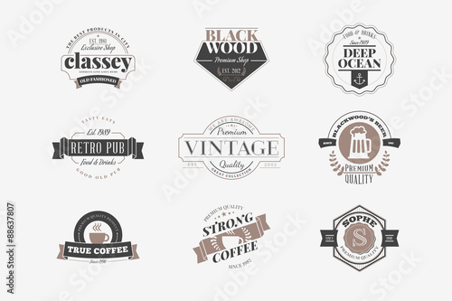 Set of Hipster Retro Badges, Labels, Logotypes. Vector Design Templates