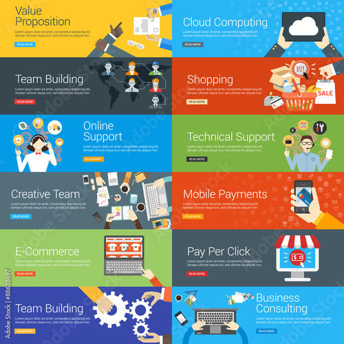 Flat Design Concept. Set of Vector Illustrations for Web Banners