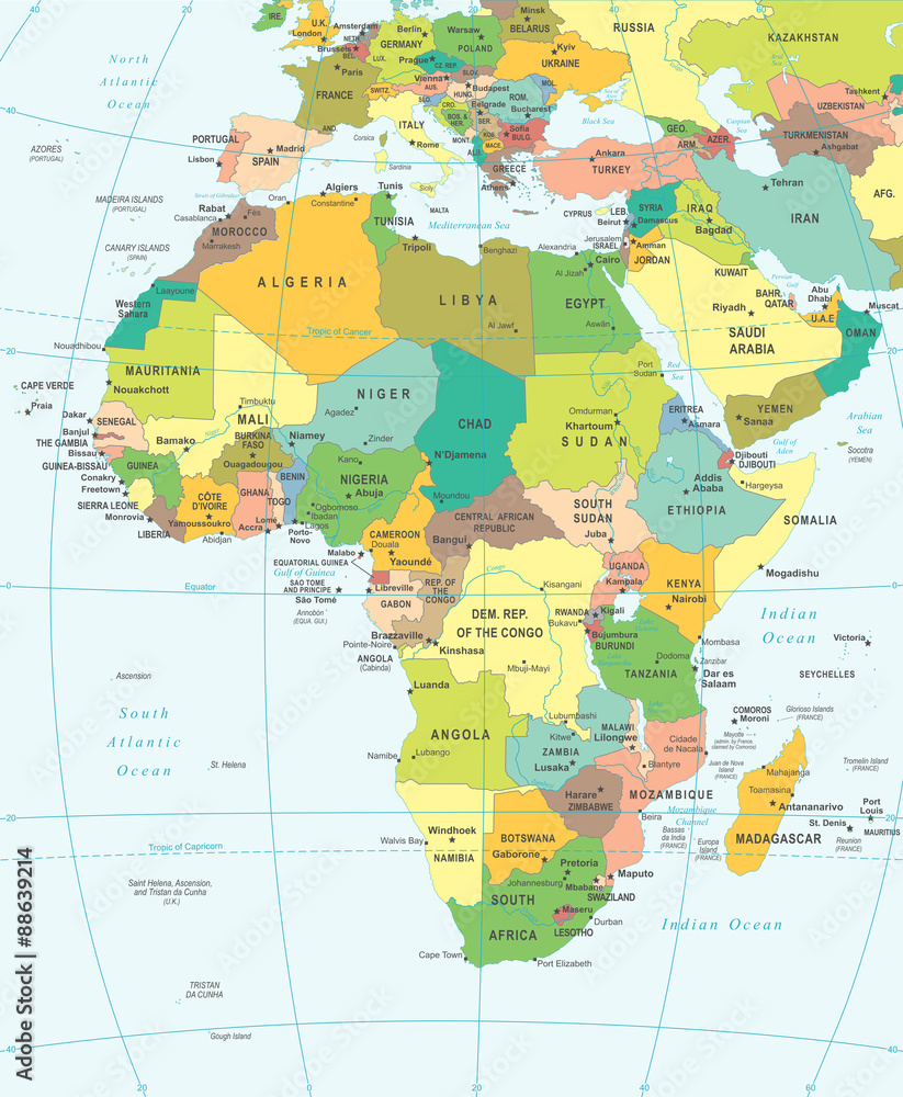 Africa - map - illustration. Africa map - highly detailed vector illustration.