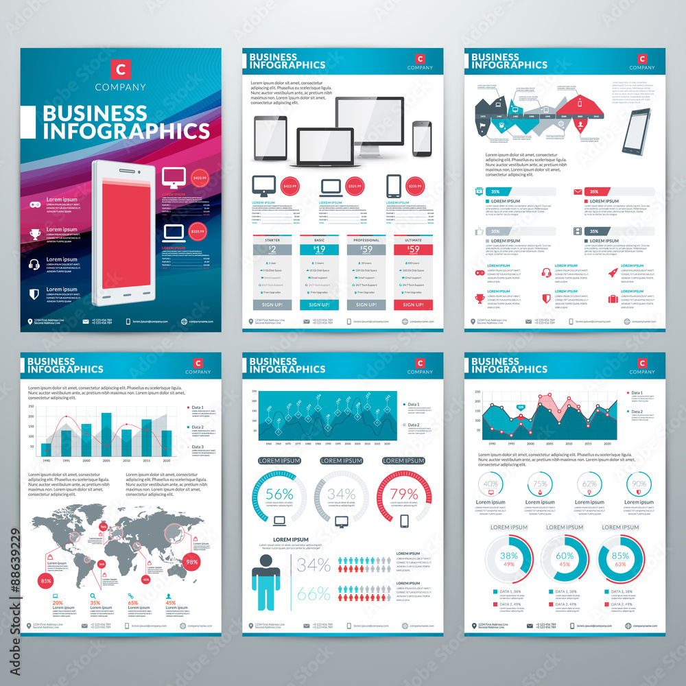 Infographics Vector Concept. Set of Business Infographic Design Elements for Data Visualization