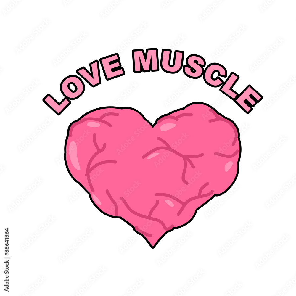 Love muscle. Strong Athletic heart with muscles and veins. Vecto Love muscle. Strong Athletic heart with muscles and veins. Vecto