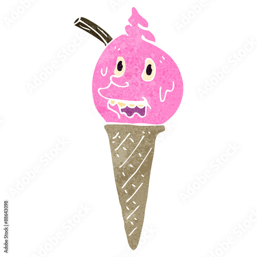 retro cartoon melting ice cream cone