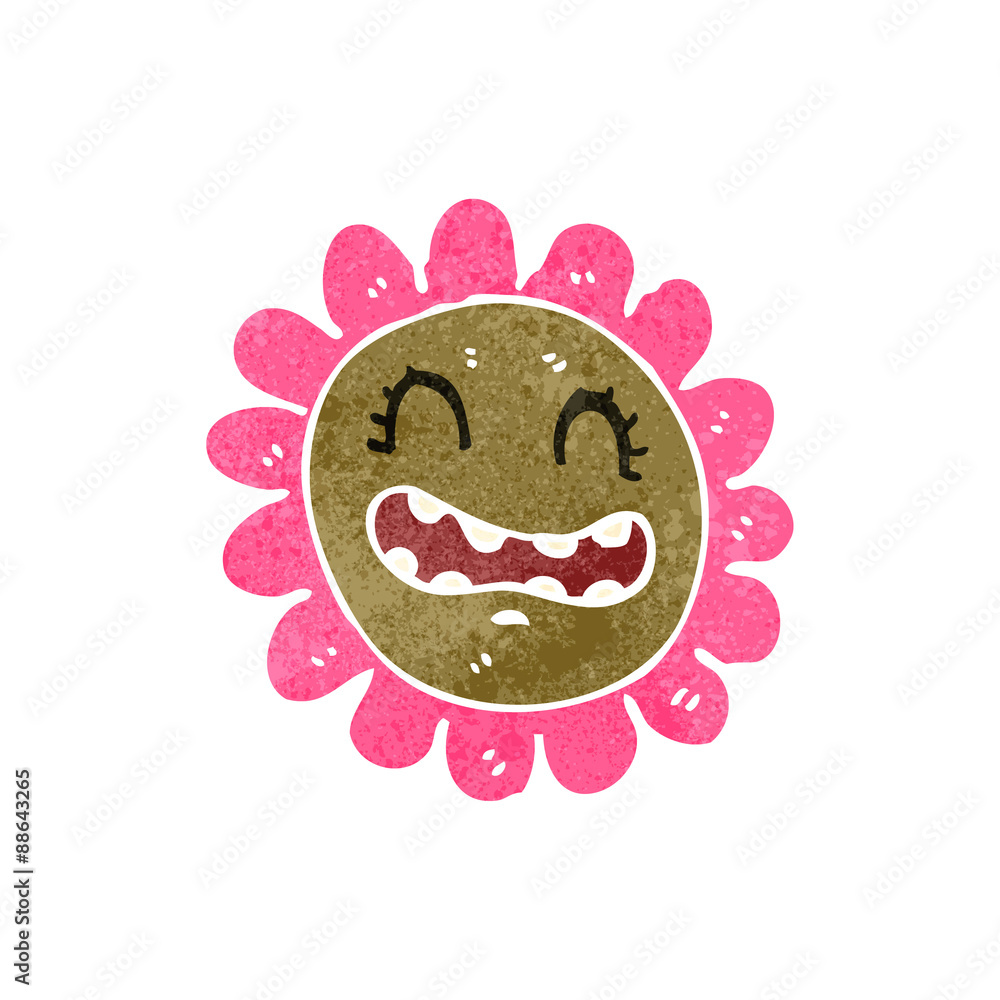 Obraz premium retro cartoon flower with face
